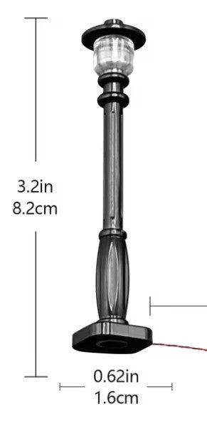 LED black lamppost pre-wired warm white LED 0.8mm pin 30cm cable DIY accessory lighting